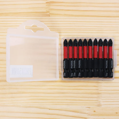 10 Pack Phillips PH2 Magnetic anti Slip Screwdriver Bit Set 2" L TS2 Toolsteel HRC63 Anti-Slip Long Drill Bits 1/4 Hex Shank Cross Single and Double Head Bits Screw Impact Driver Bits