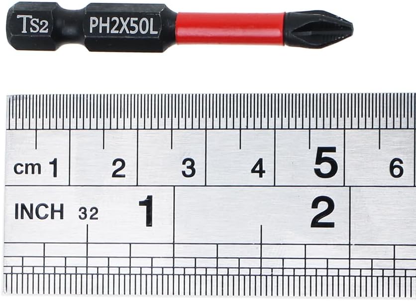 10 Pack Phillips PH2 Magnetic anti Slip Screwdriver Bit Set 2" L TS2 Toolsteel HRC63 Anti-Slip Long Drill Bits 1/4 Hex Shank Cross Single and Double Head Bits Screw Impact Driver Bits