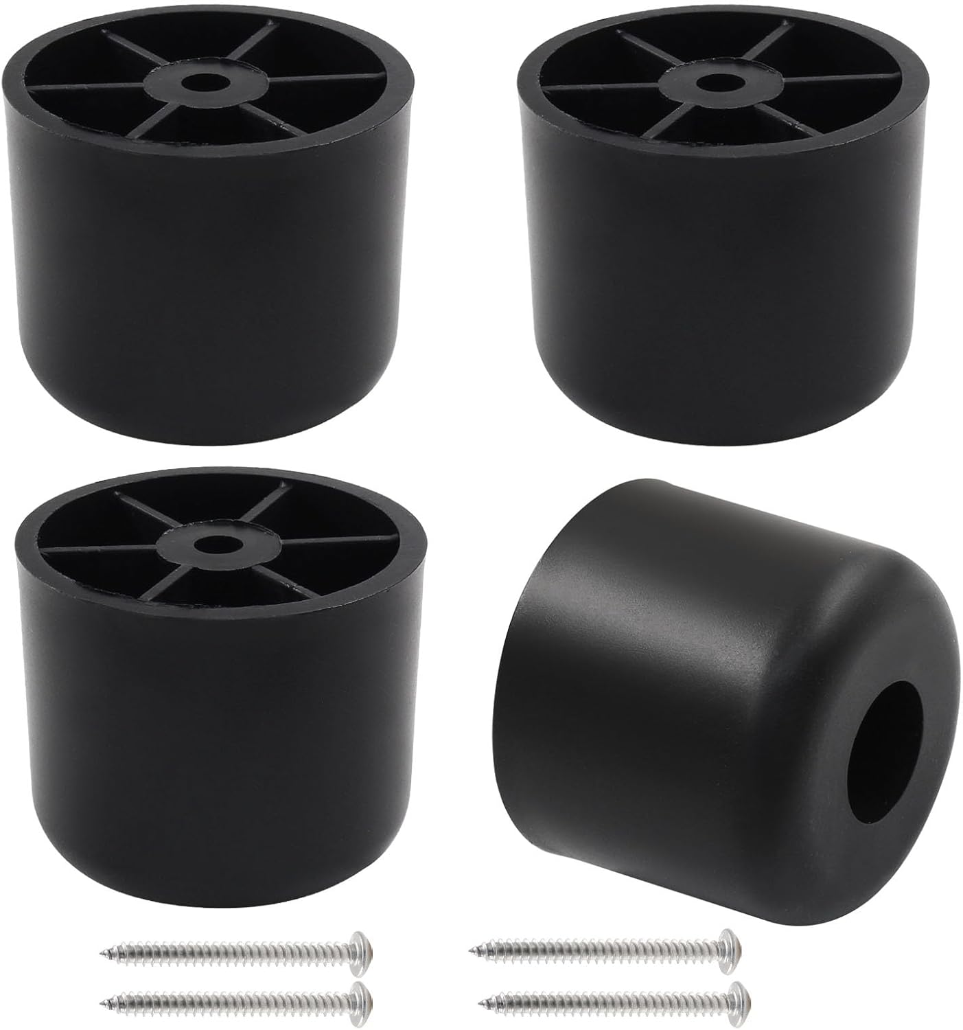 1-1/2 Inch Plastic Furniture Legs Set of 4, Black Screw in Legs round Tapered Sofa Legs, Couch Feet Replacement Legs for Furniture, Table, Ottoman