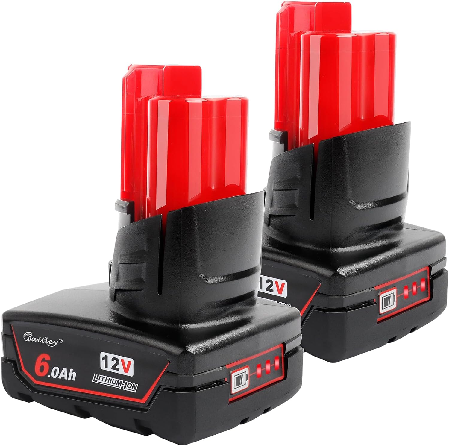 2 Pack 12V 6A Replacement Battery Compatible with Milwaukee 6.0Ah Power Tools