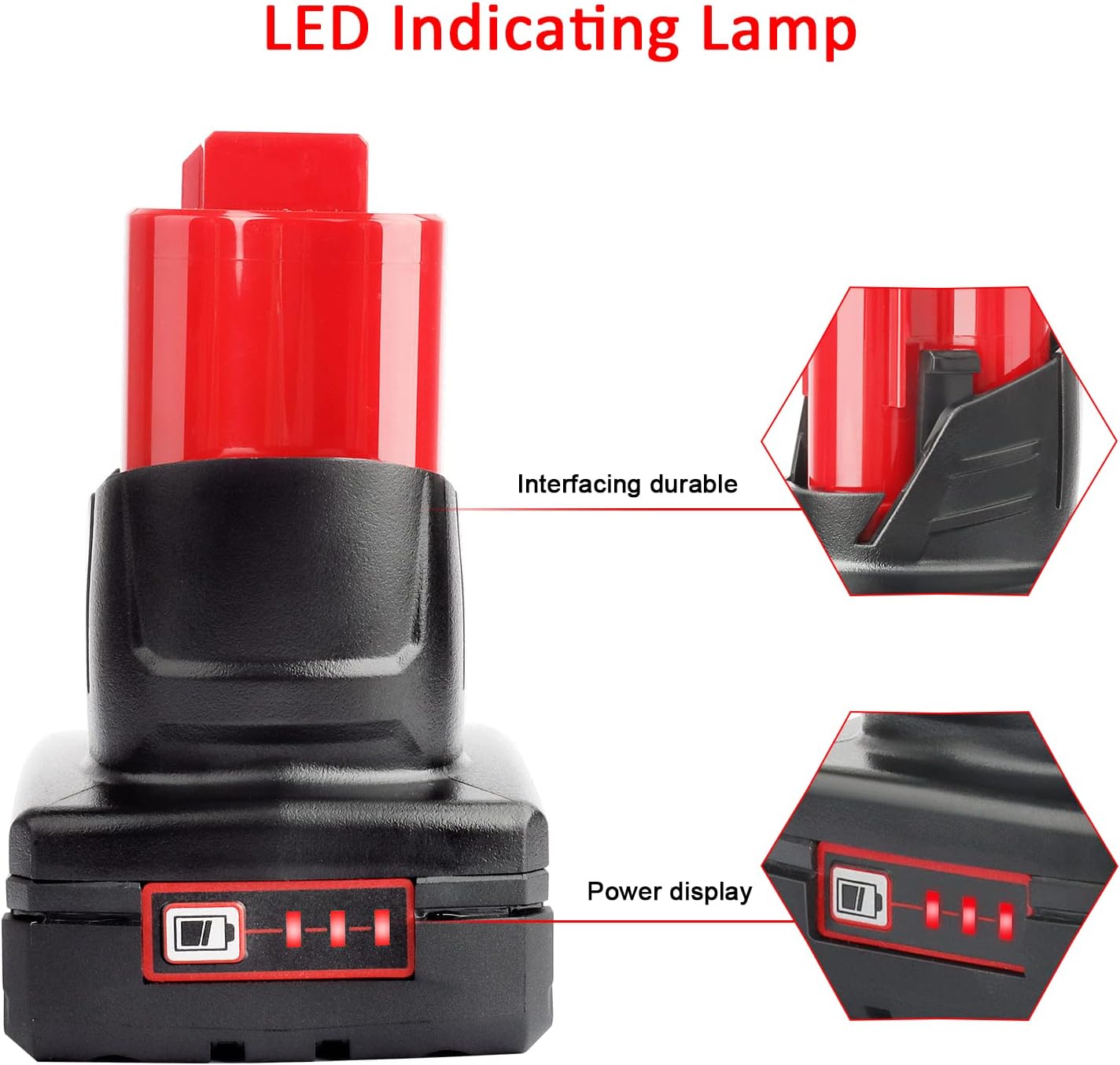 2 Pack 12V 6A Replacement Battery Compatible with Milwaukee 6.0Ah Power Tools