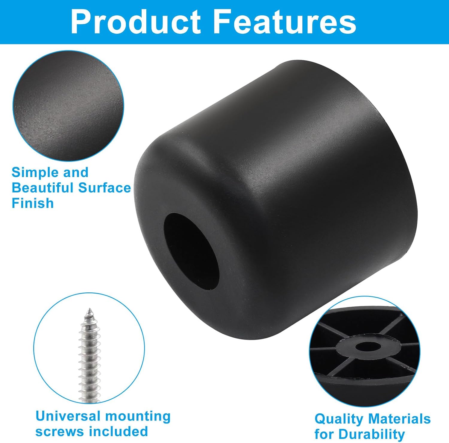 1-1/2 Inch Plastic Furniture Legs Set of 4, Black Screw in Legs round Tapered Sofa Legs, Couch Feet Replacement Legs for Furniture, Table, Ottoman