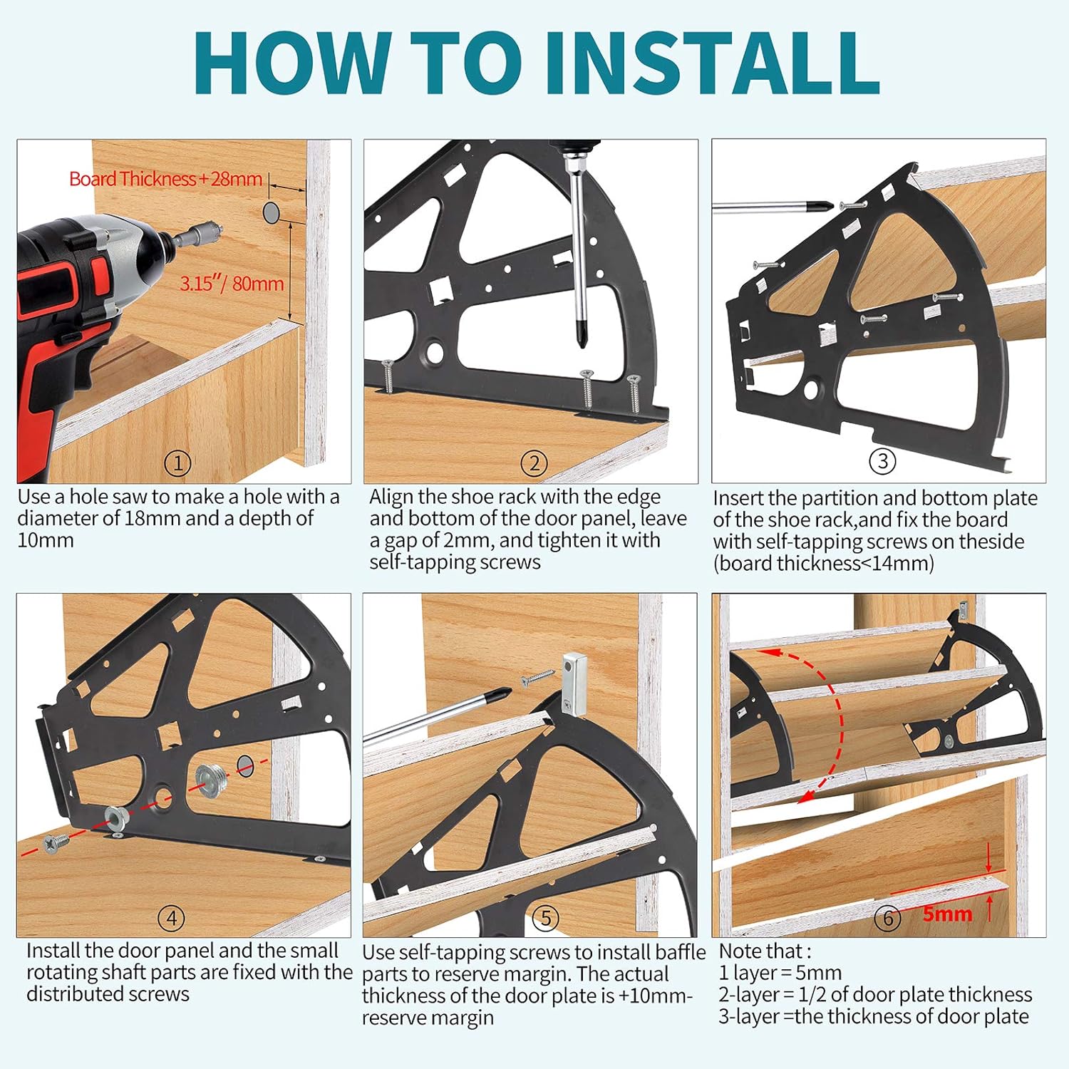 2 Layers Shoes Drawer Cabinet Hinges Flip Frames, Black Shoe Cabinet Replacement Fittings Stainless Steel for Kitchen Living Room, 1 Pair