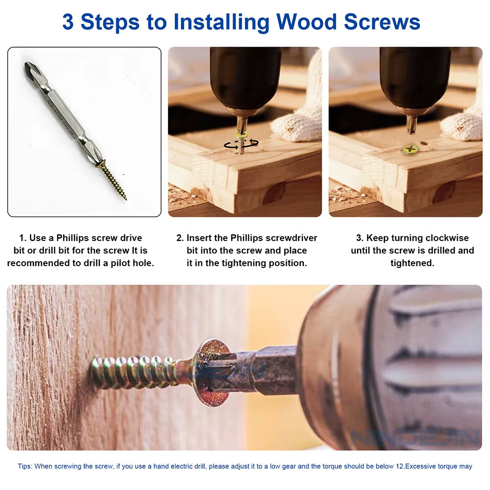 Wood Screw Kit M3.5 M4 Cross Recessed Fiberboard Screw Zinc Plated Flat Phillips Head Self Tapping Screw for Chipboard